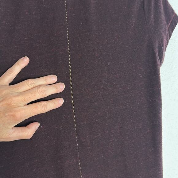 Sundry T-Shirt Dress Gold Seam Dark Purple Plum Soft V Neck Size 2 Medium Fall - Picture 5 of 7